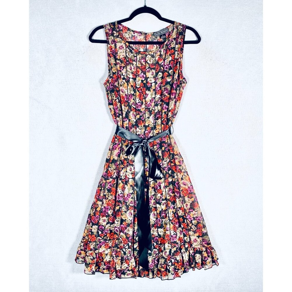 Vintage Jessica Howard y2k Dress Womens M Multicolor Pleated Belted Whimsy Goth